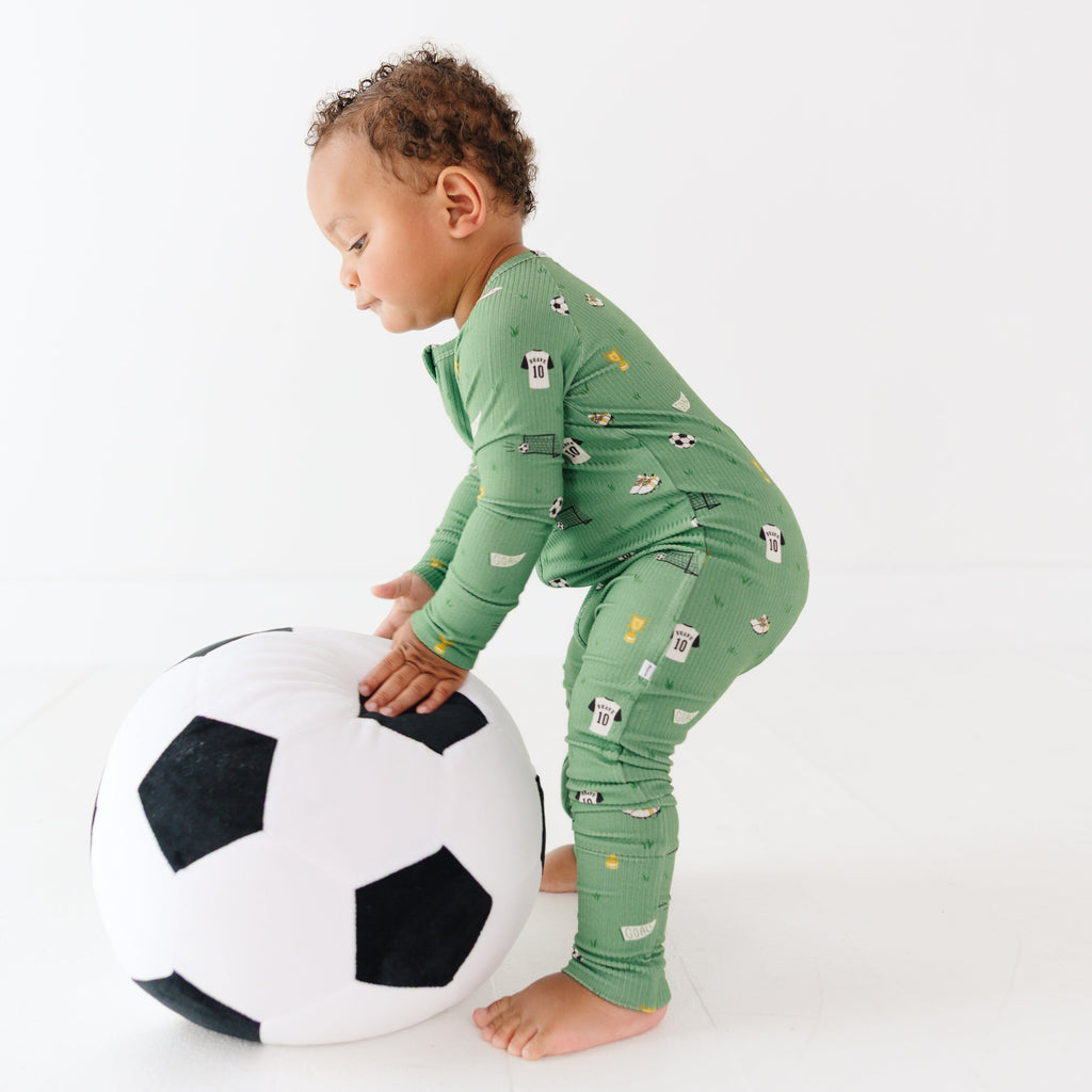 Soccer Small Ribbed Zip Romper
