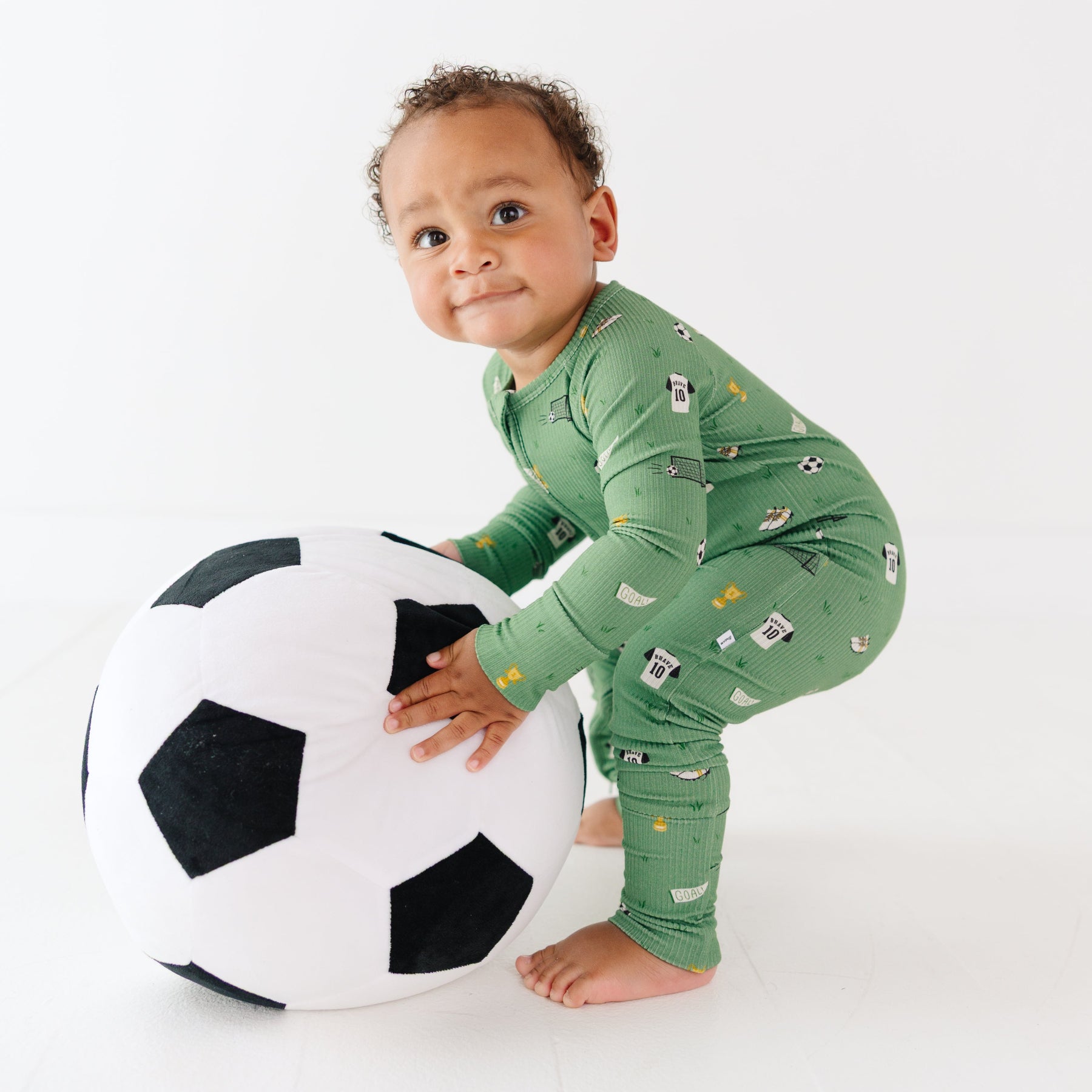 Soccer Small Ribbed Zip Romper
