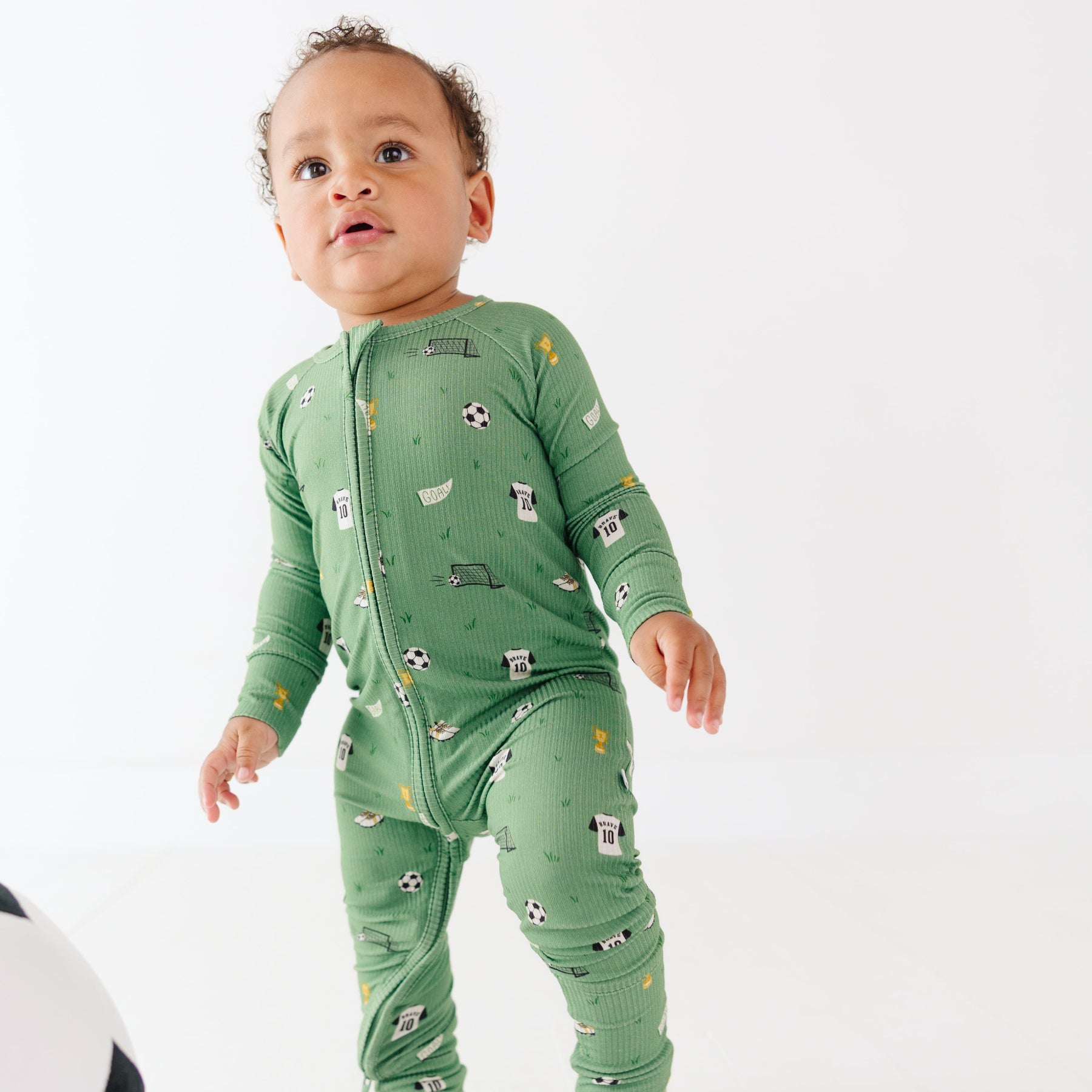 Soccer Small Ribbed Zip Romper
