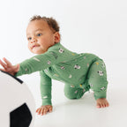 Soccer Small Ribbed Zip Romper