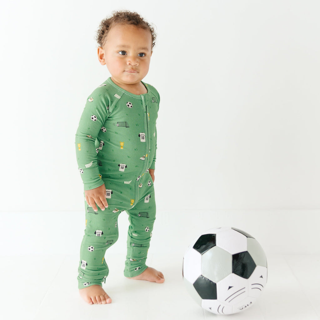 Soccer Small Ribbed Zip Romper
