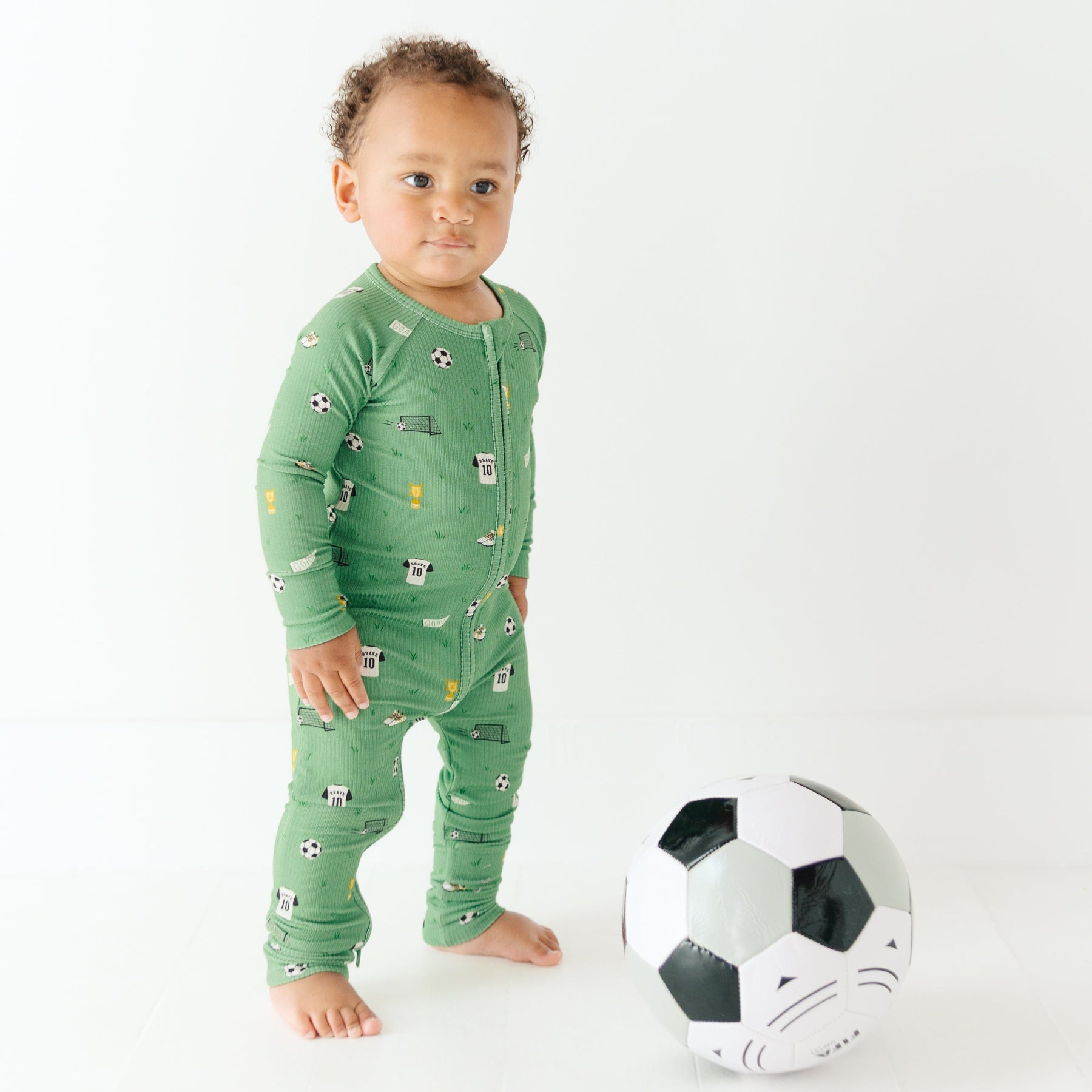 Soccer Small Ribbed Zip Romper