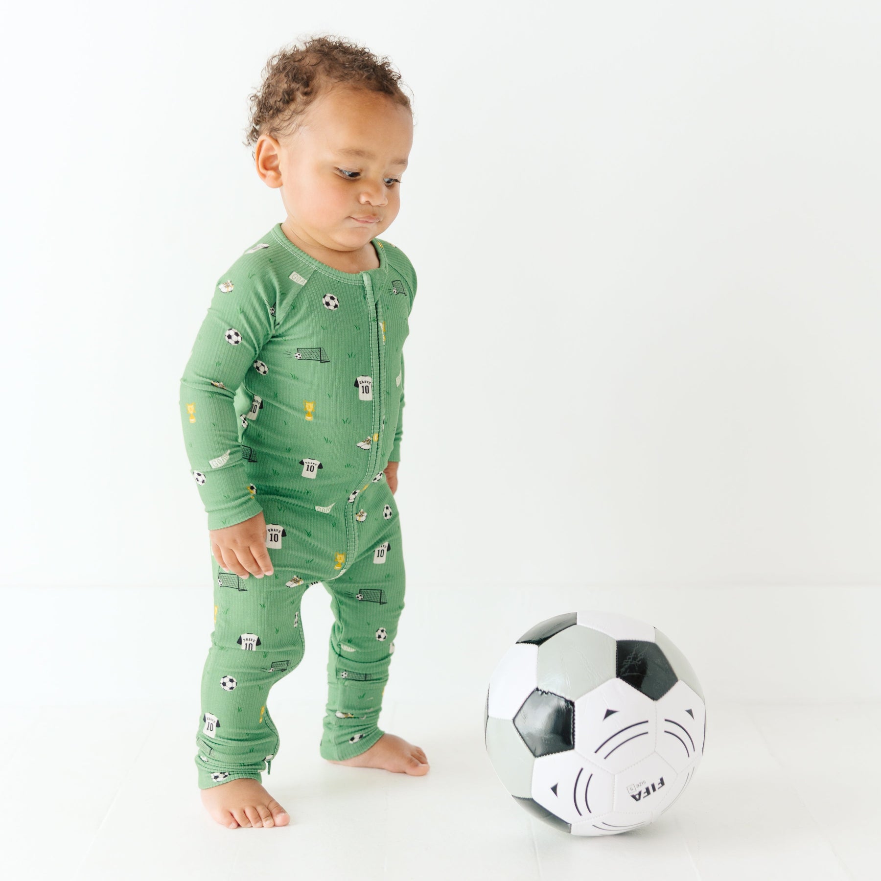 Soccer Small Ribbed Zip Romper