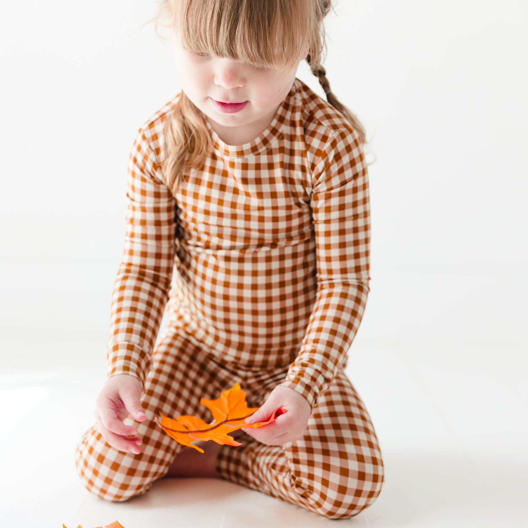 Caramel Small Gingham Two-Piece Set