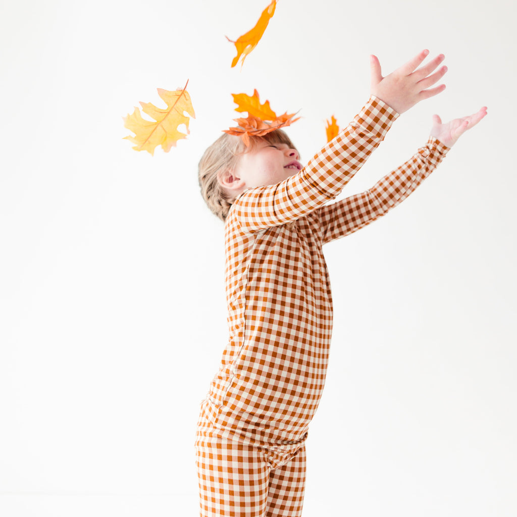 Caramel Small Gingham Two-Piece Set