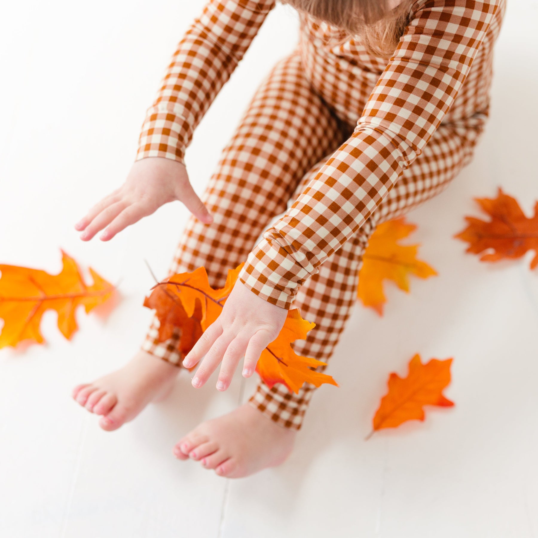 Caramel Small Gingham Two-Piece Set