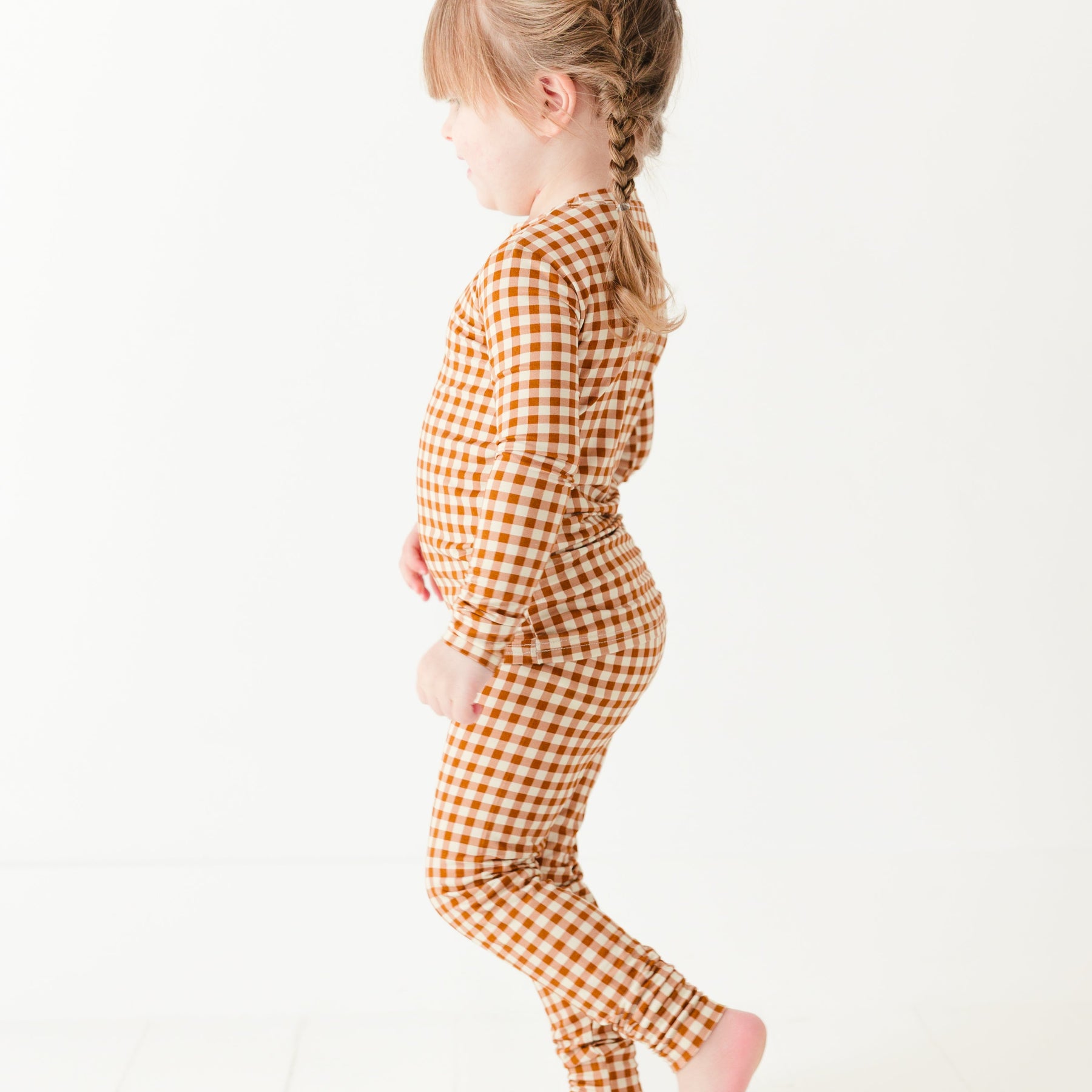 Caramel Small Gingham Two-Piece Set