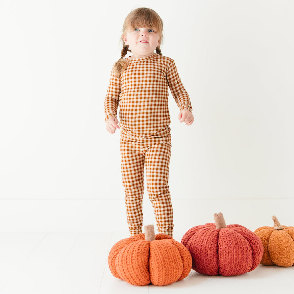 Caramel Small Gingham Two-Piece Set