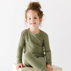 Olive Small Ribbed Two-Piece Set