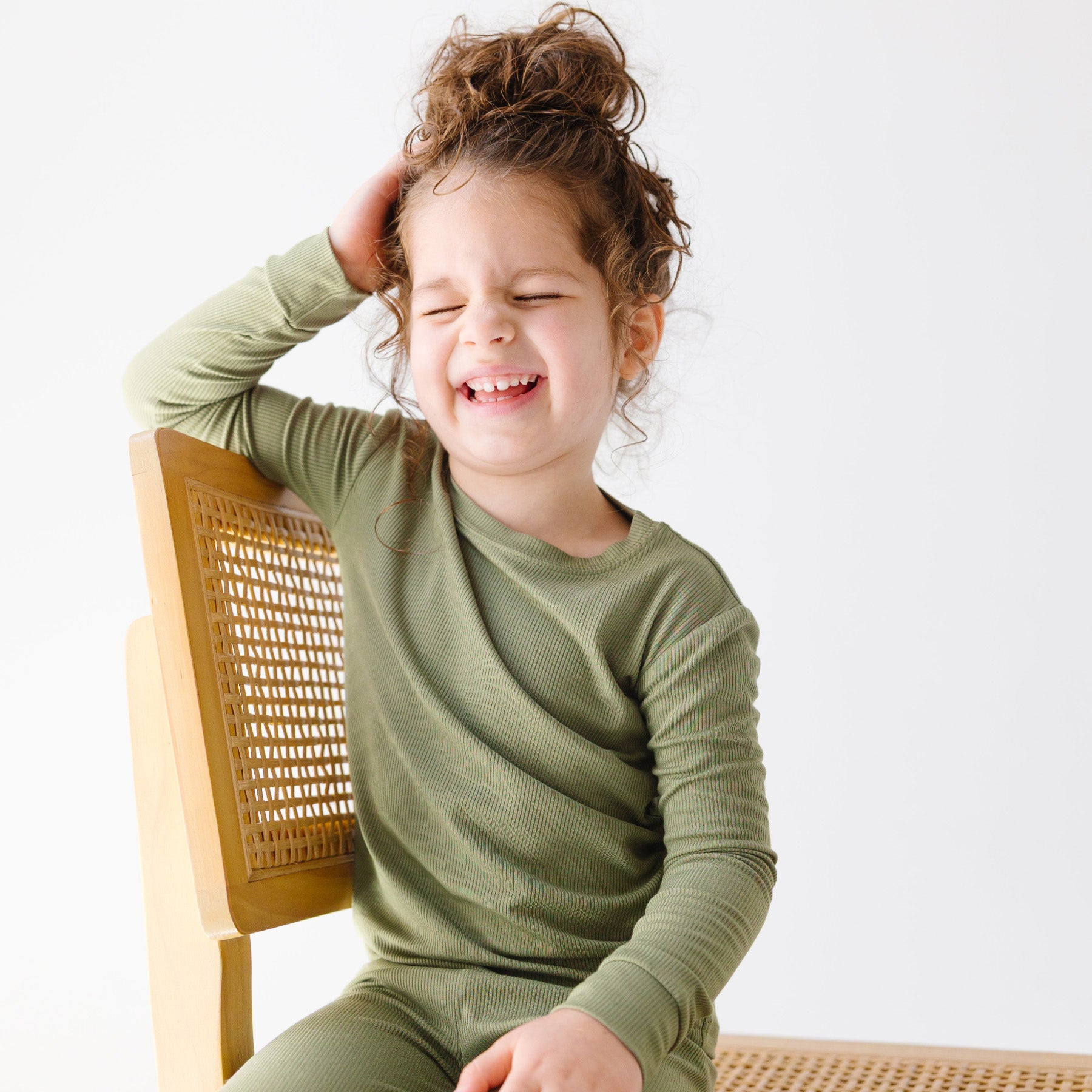 Olive Small Ribbed Two-Piece Set