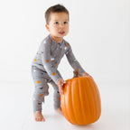 Halloween Boo Crew Small Ribbed Zip Romper
