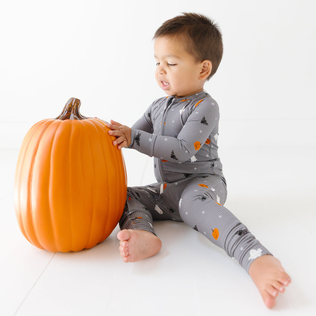 Halloween Boo Crew Small Ribbed Zip Romper
