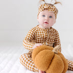 Caramel Small Gingham Zip Romper