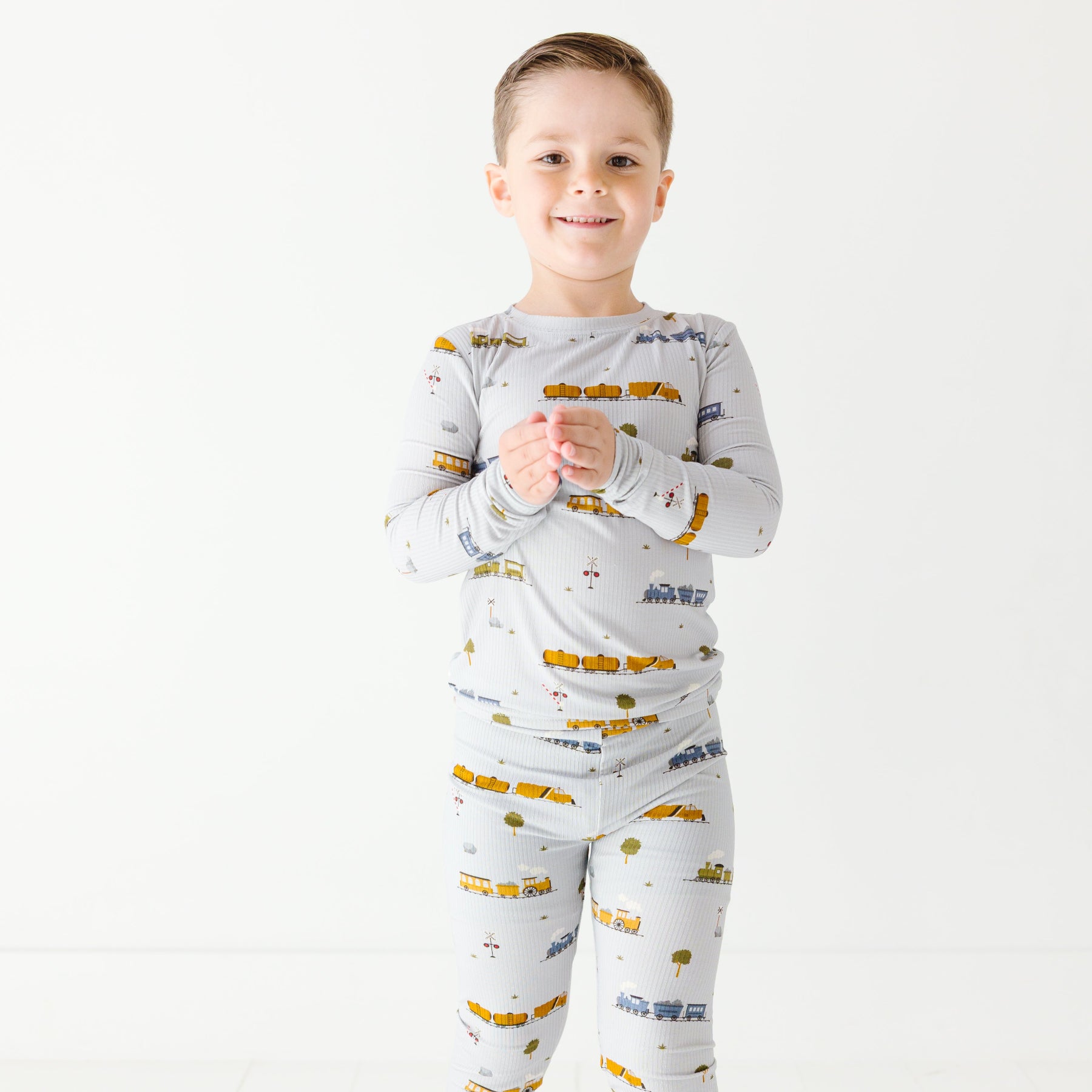 Trains Small Ribbed Two-Piece Set