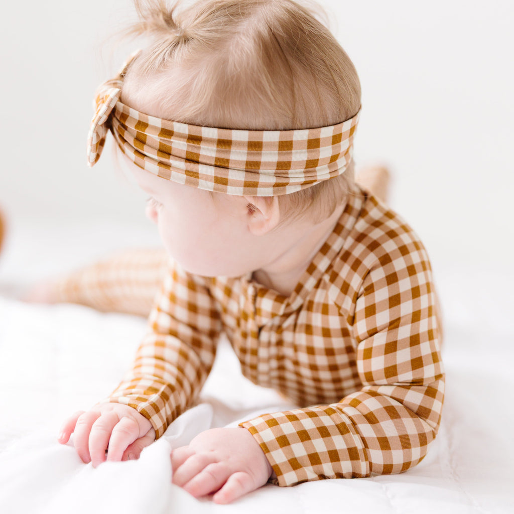 Caramel Small Gingham Bow