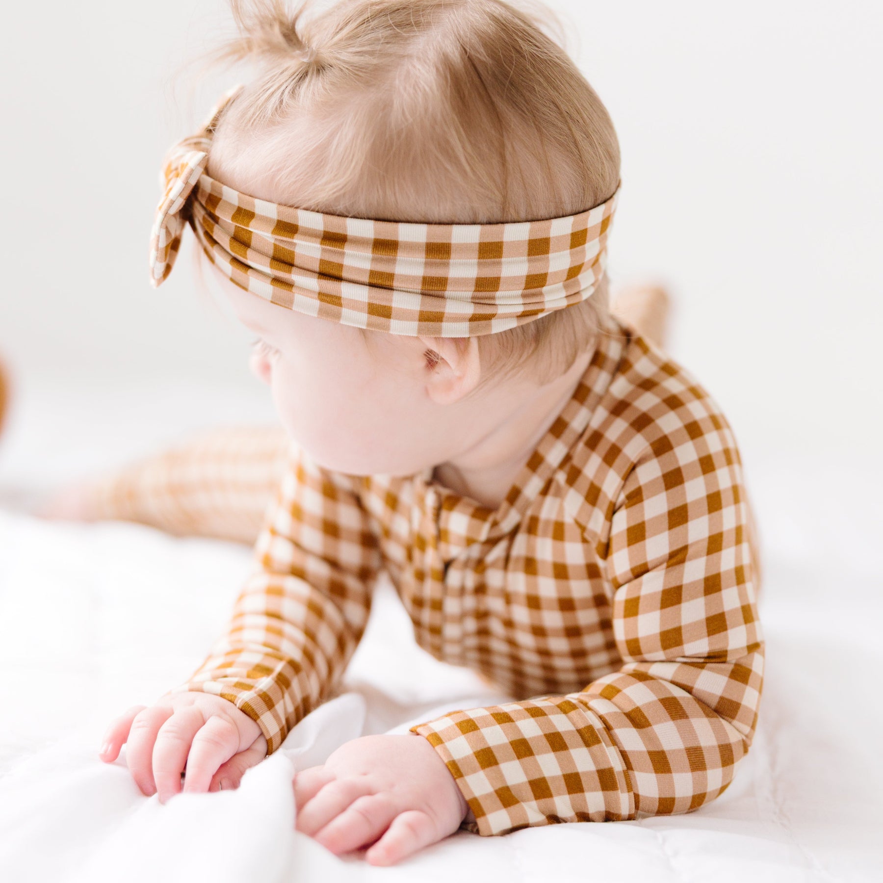 Caramel Small Gingham Bow