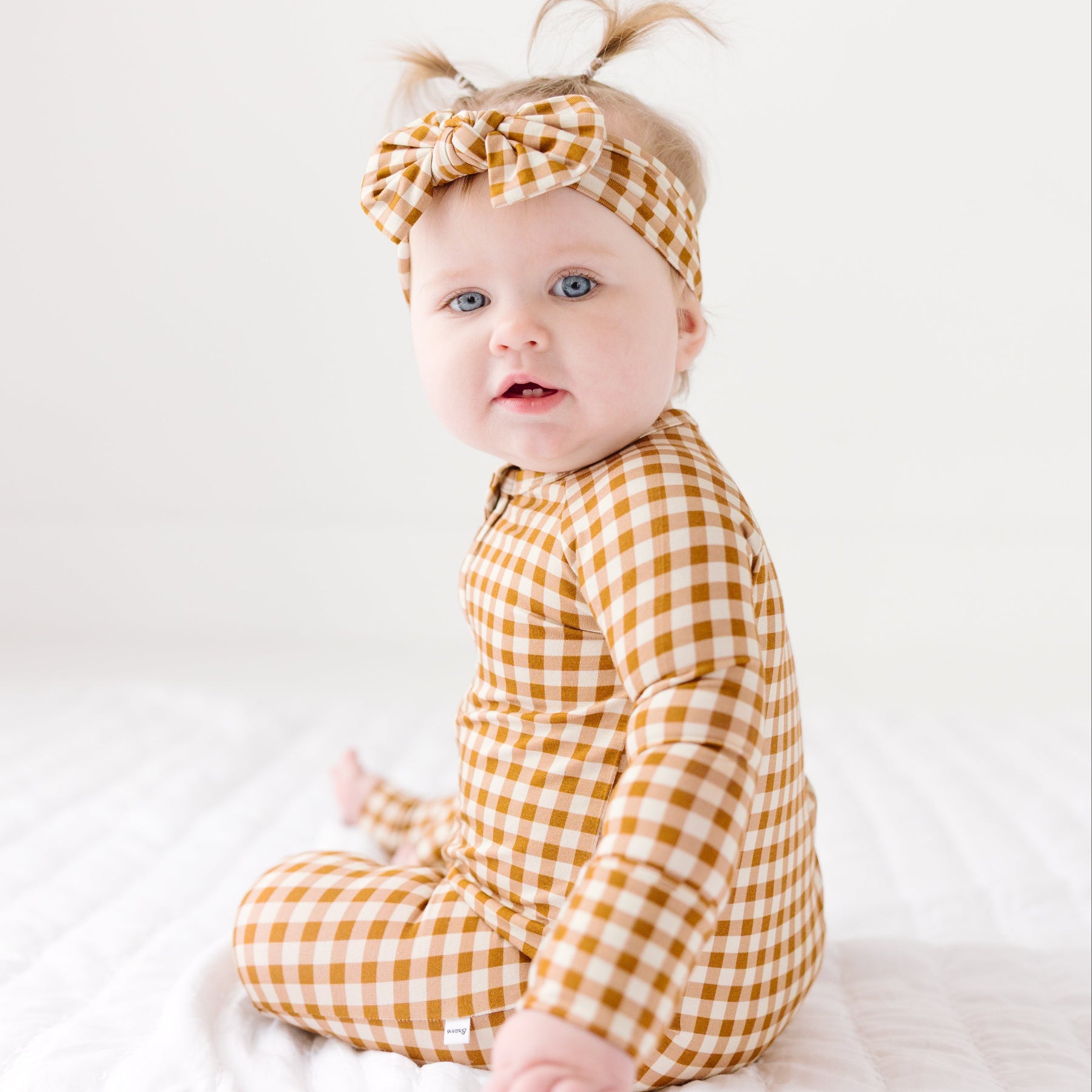 Caramel Small Gingham Bow