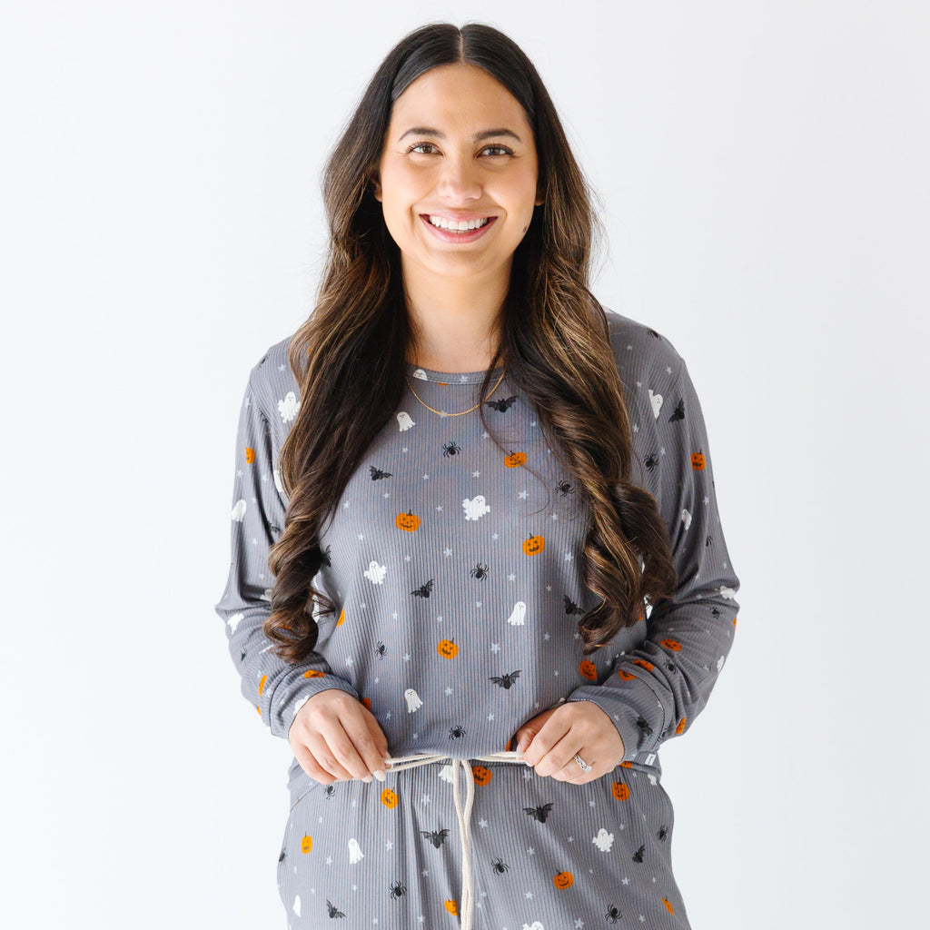 Halloween Boo Crew Small Ribbed Women's Long Sleeve Top