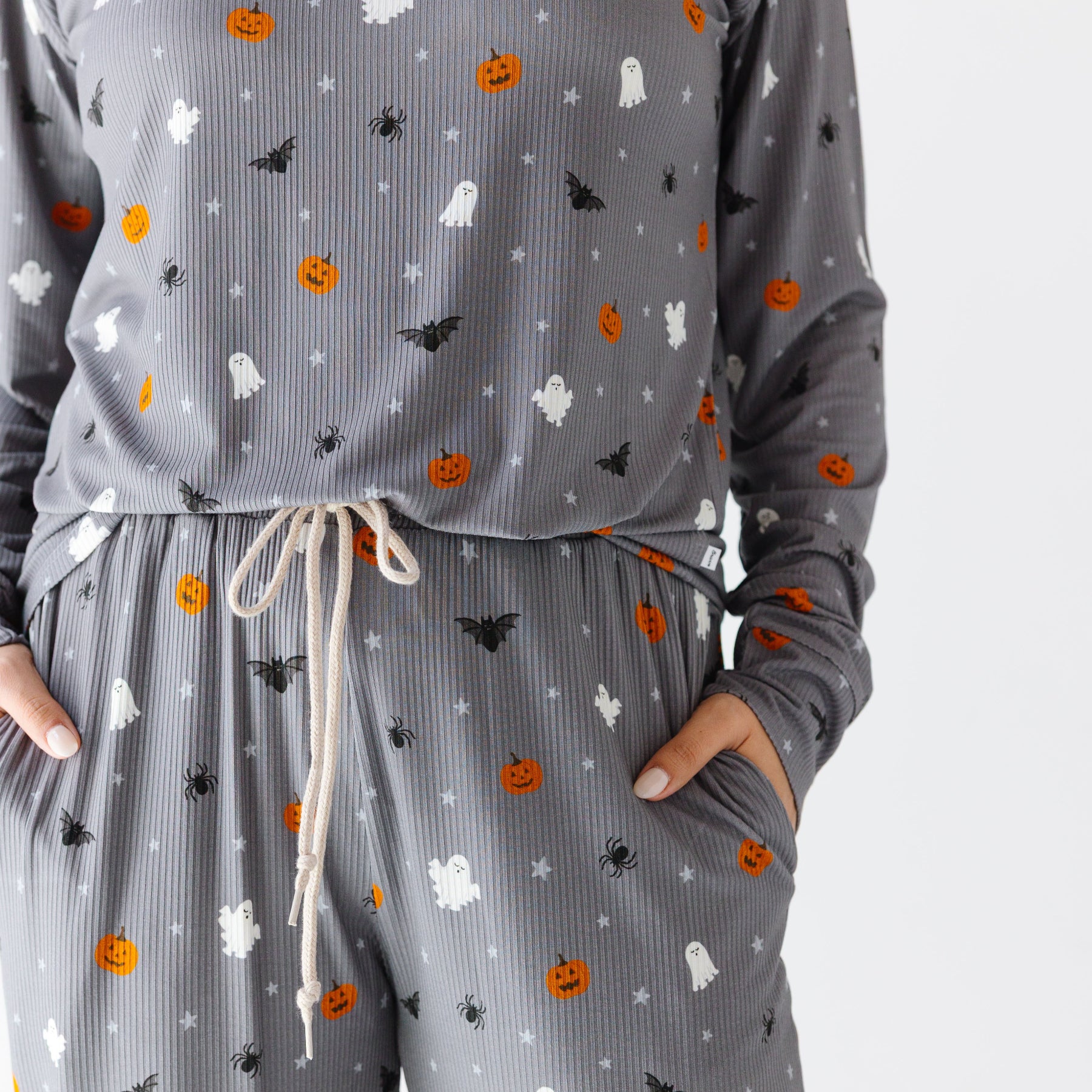 Halloween Boo Crew Small Ribbed Women's Matching Set