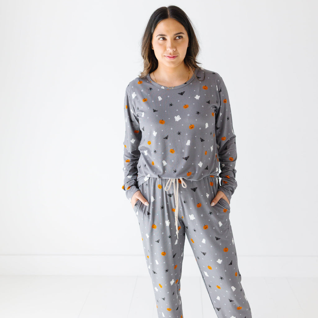 Halloween Boo Crew Small Ribbed Women's Long Sleeve Top