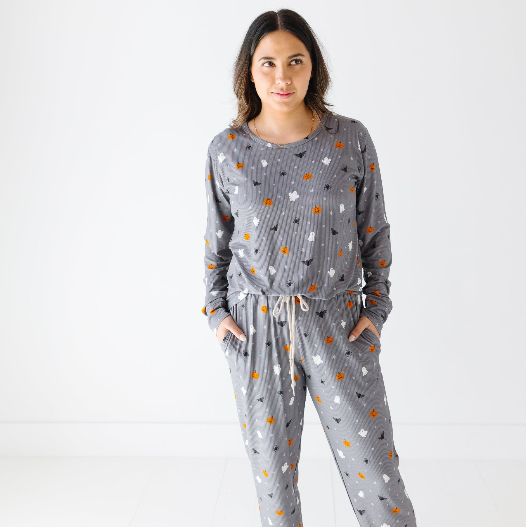 Halloween Boo Crew Small Ribbed Women's Long Sleeve Top