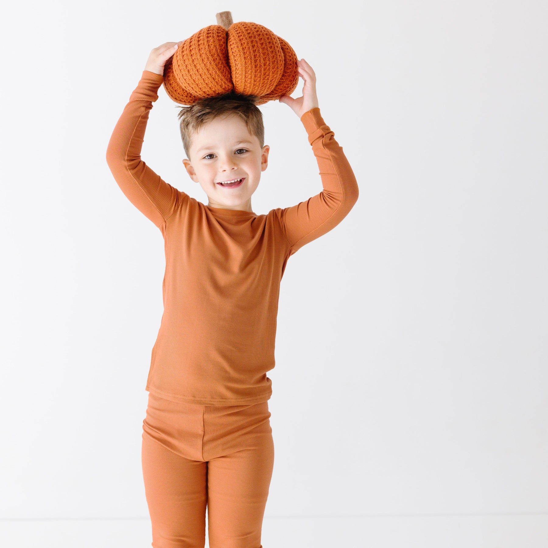 Burnt Orange Small Ribbed Two-Piece Set