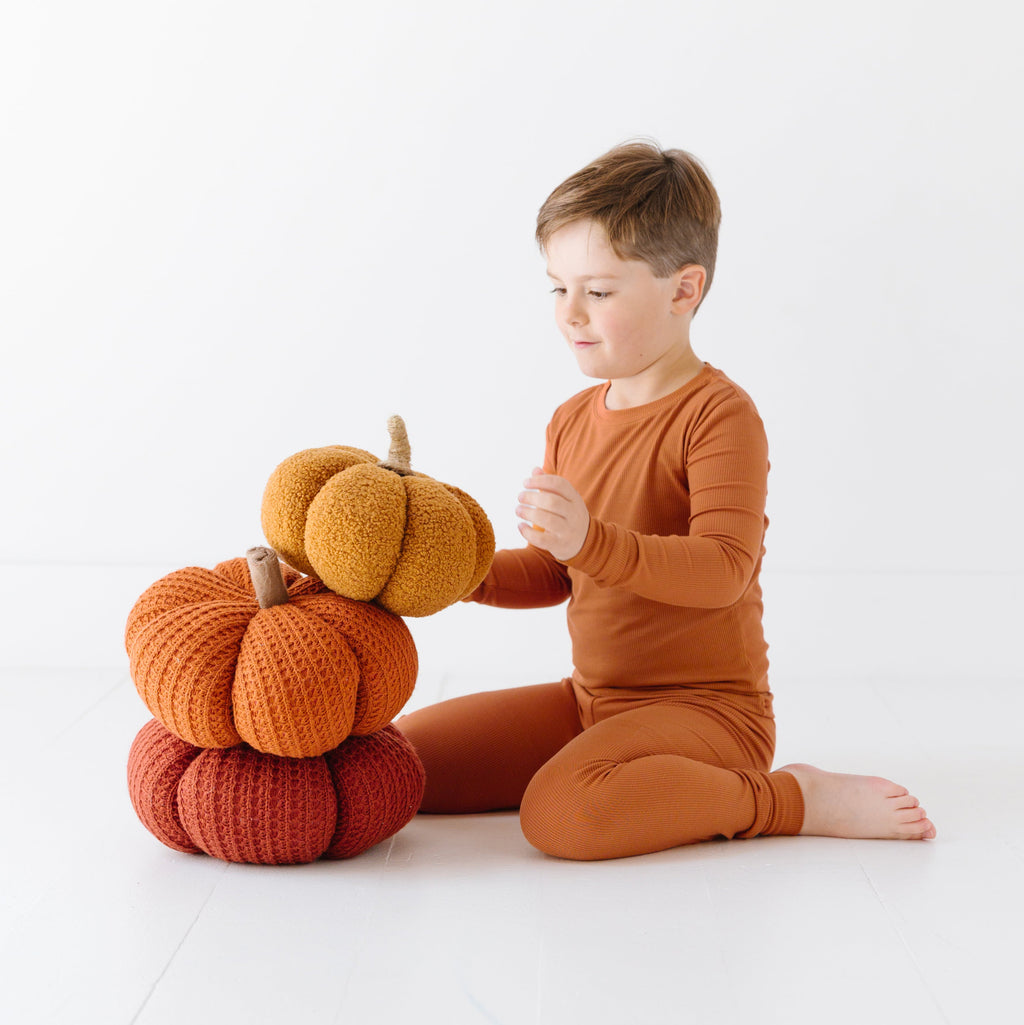 Burnt Orange Small Ribbed Two-Piece Set