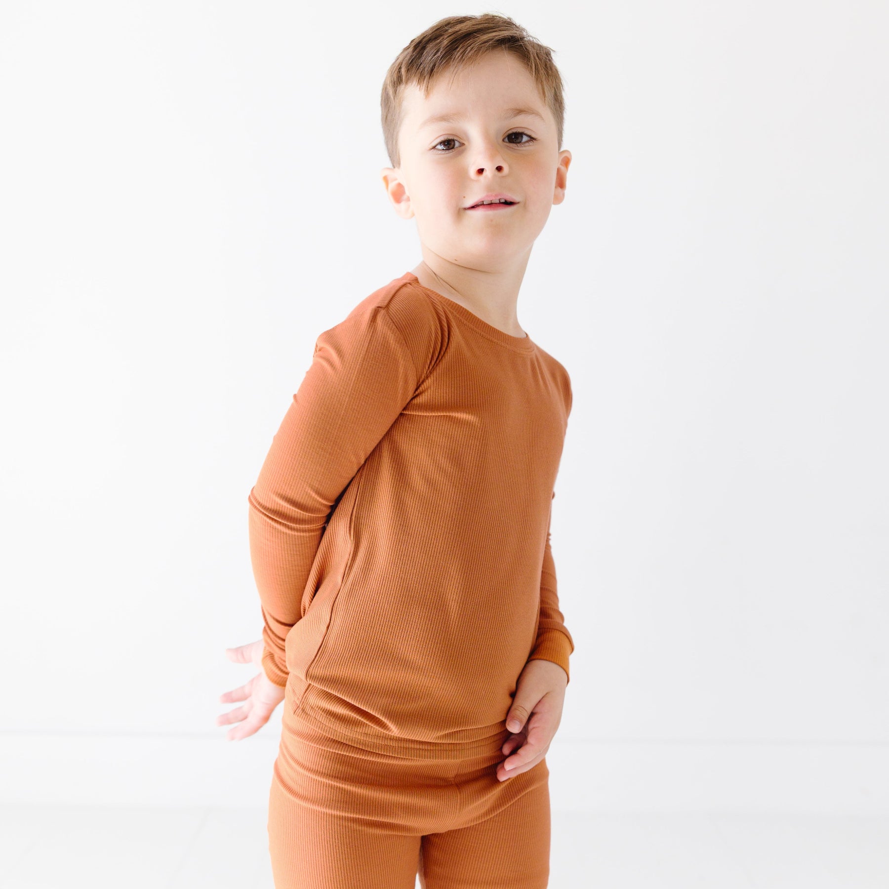 Burnt Orange Small Ribbed Two-Piece Set