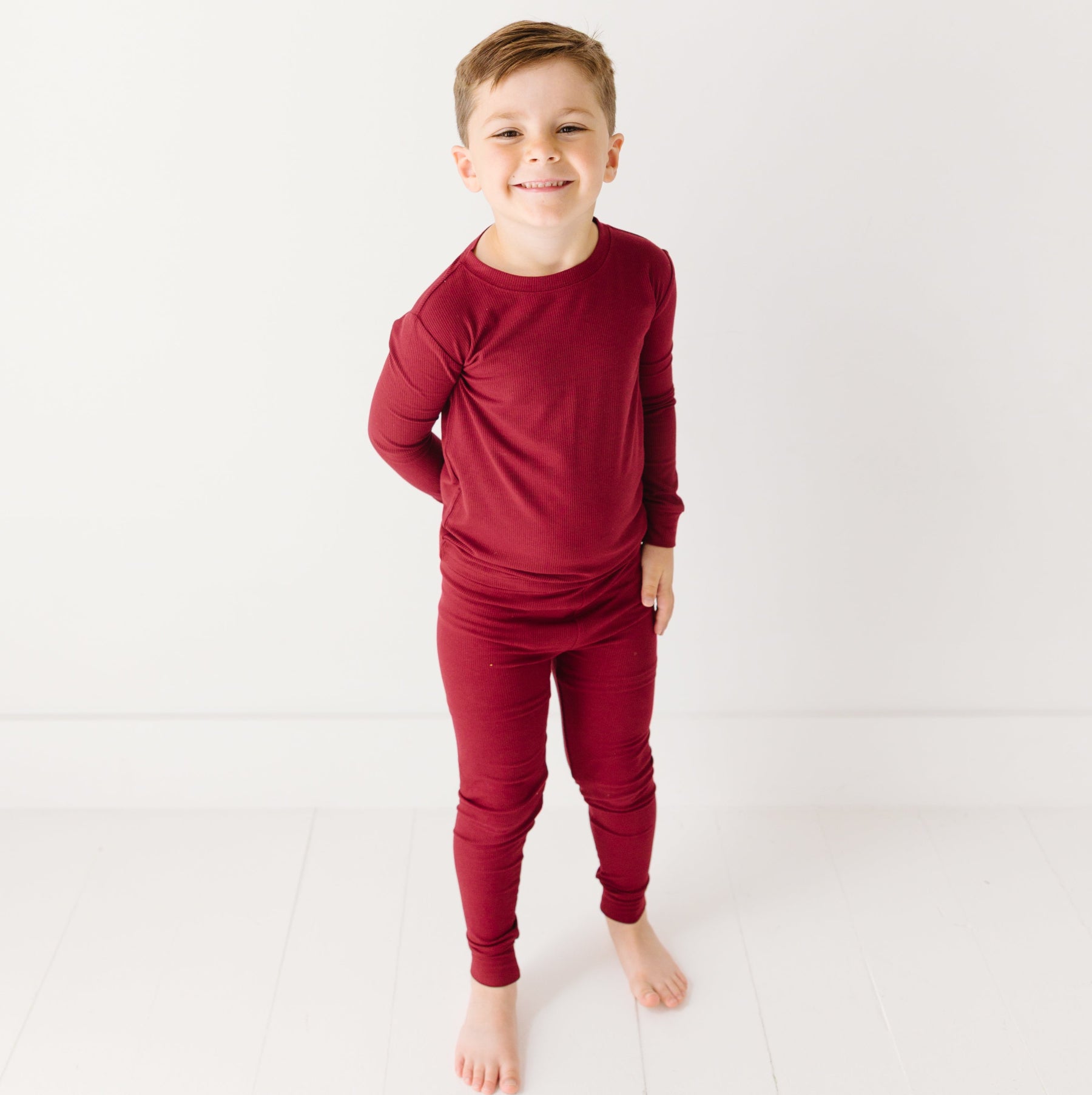 Maroon Small Ribbed Two-Piece Set