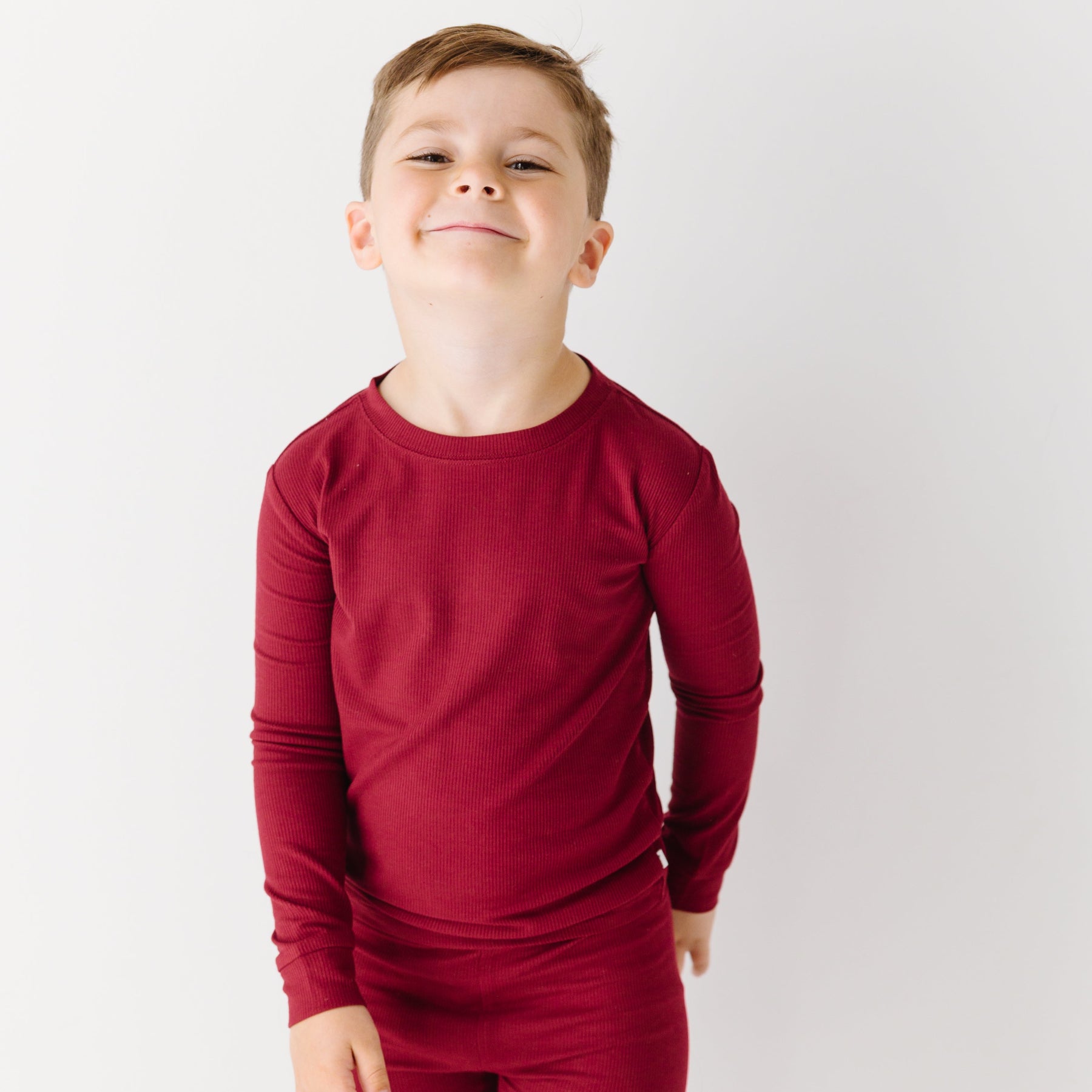 Maroon Small Ribbed Two-Piece Set