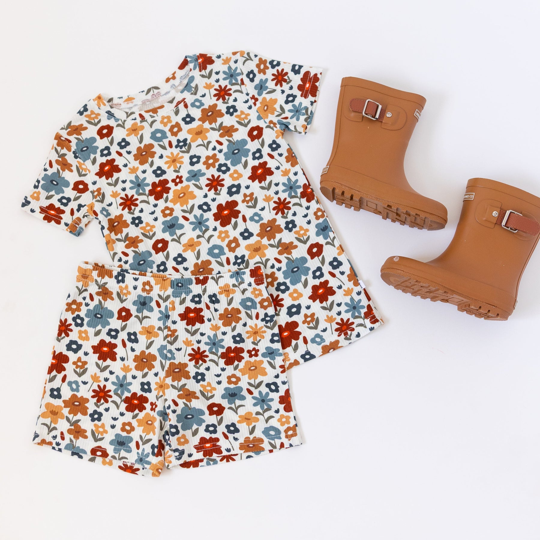 Autumn Meadow Small Ribbed Shorts Two-Piece Set