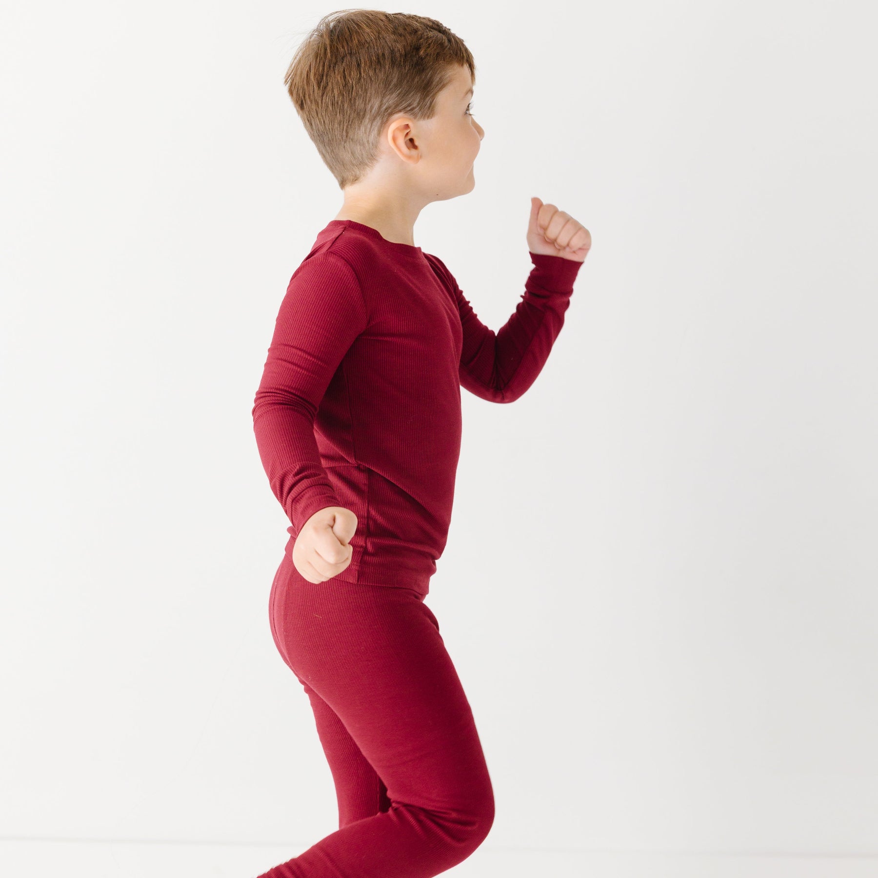 Maroon Small Ribbed Two-Piece Set