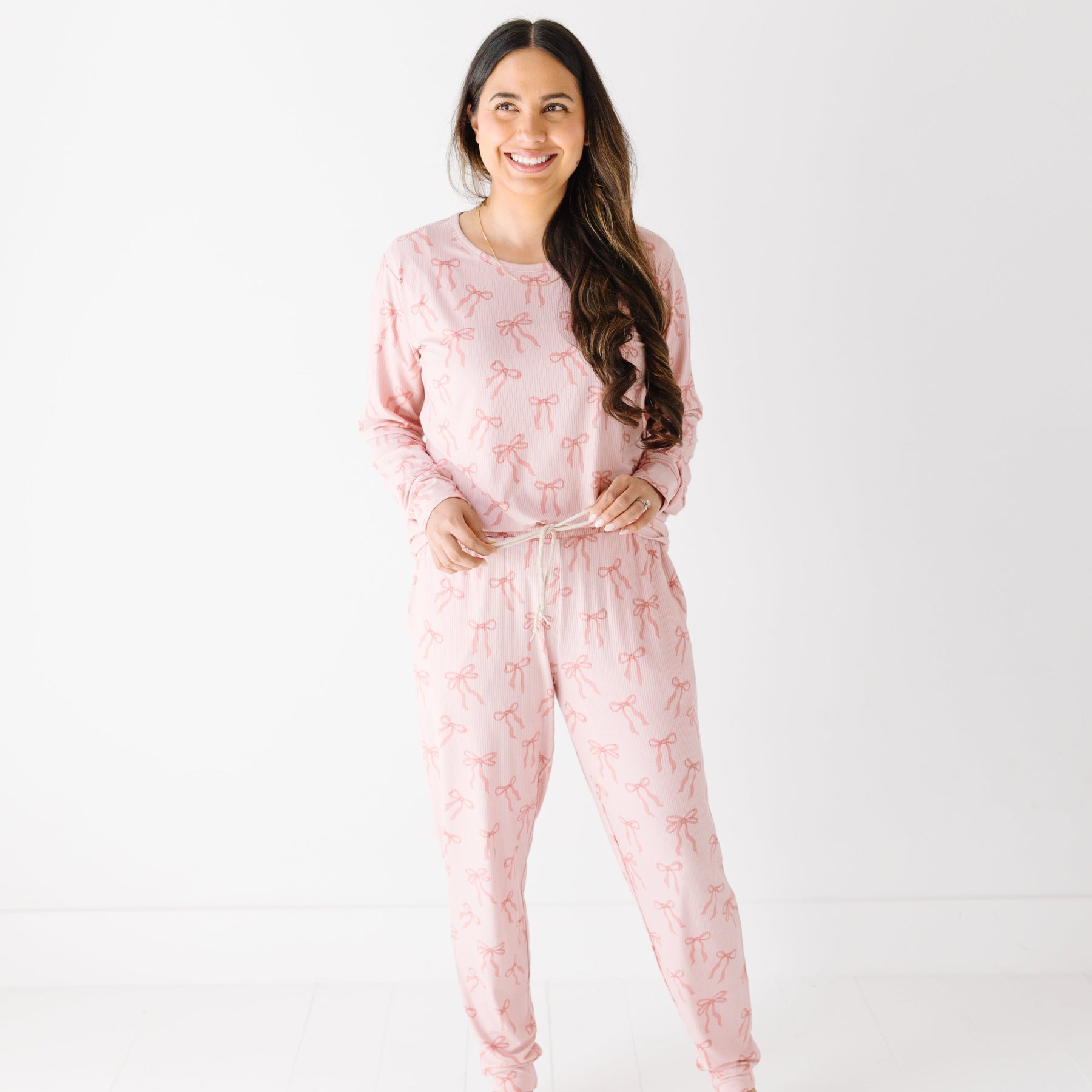 Coquette Bows Small Ribbed Women's Long Sleeve Top