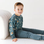 Snowy Village Dark Steel Blue Bamboo French Terry Pullover & Jogger Set