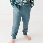 Snowy Village Dark Steel Blue Bamboo French Terry Pullover & Jogger Set