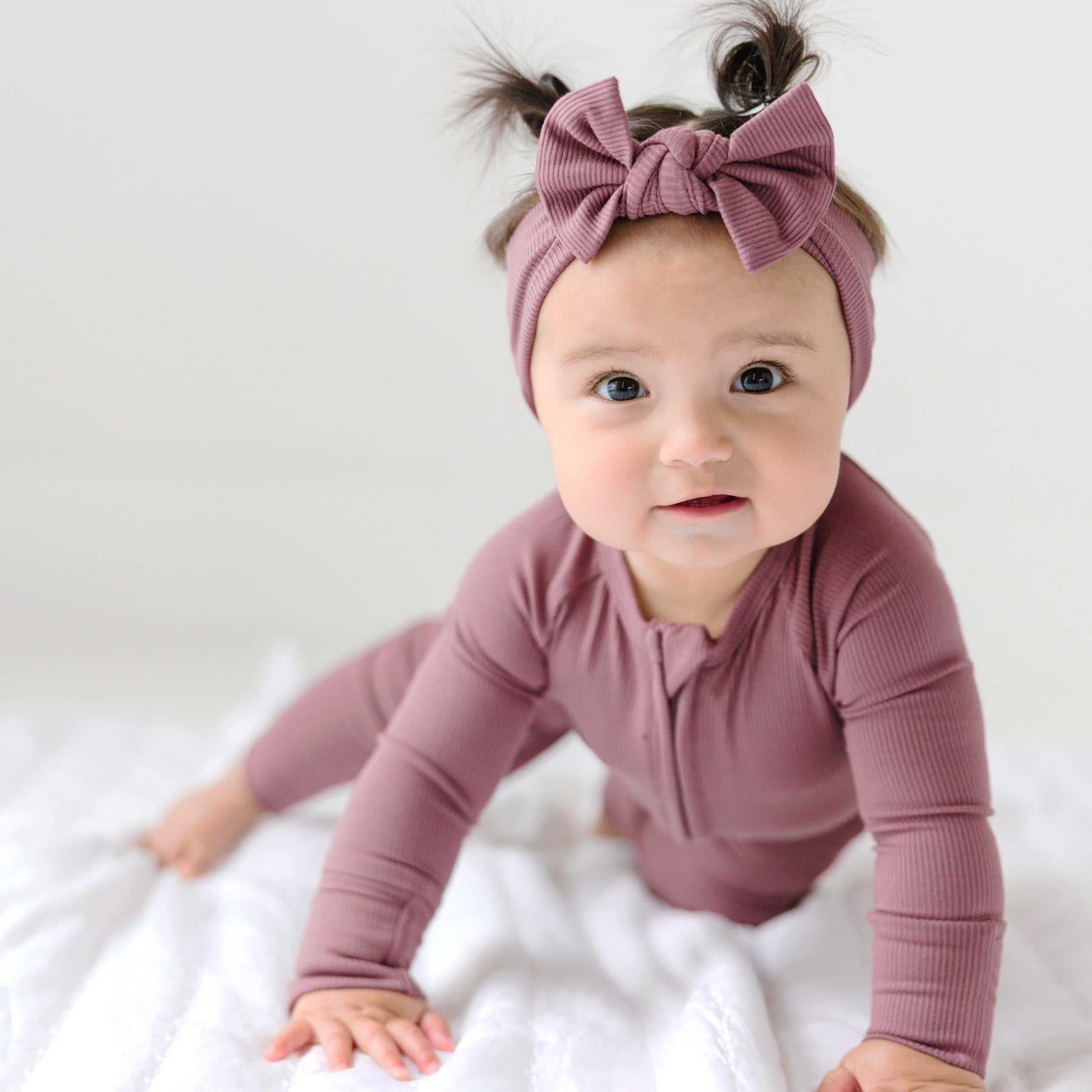 Plum Small Ribbed Bow