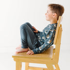 Snowy Village Dark Steel Blue Bamboo French Terry Pullover & Jogger Set