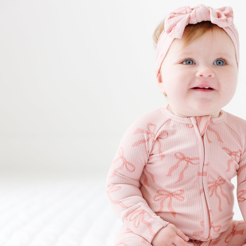 Coquette Bows Small Ribbed Zip Romper