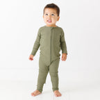 Olive Small Ribbed Zip Romper