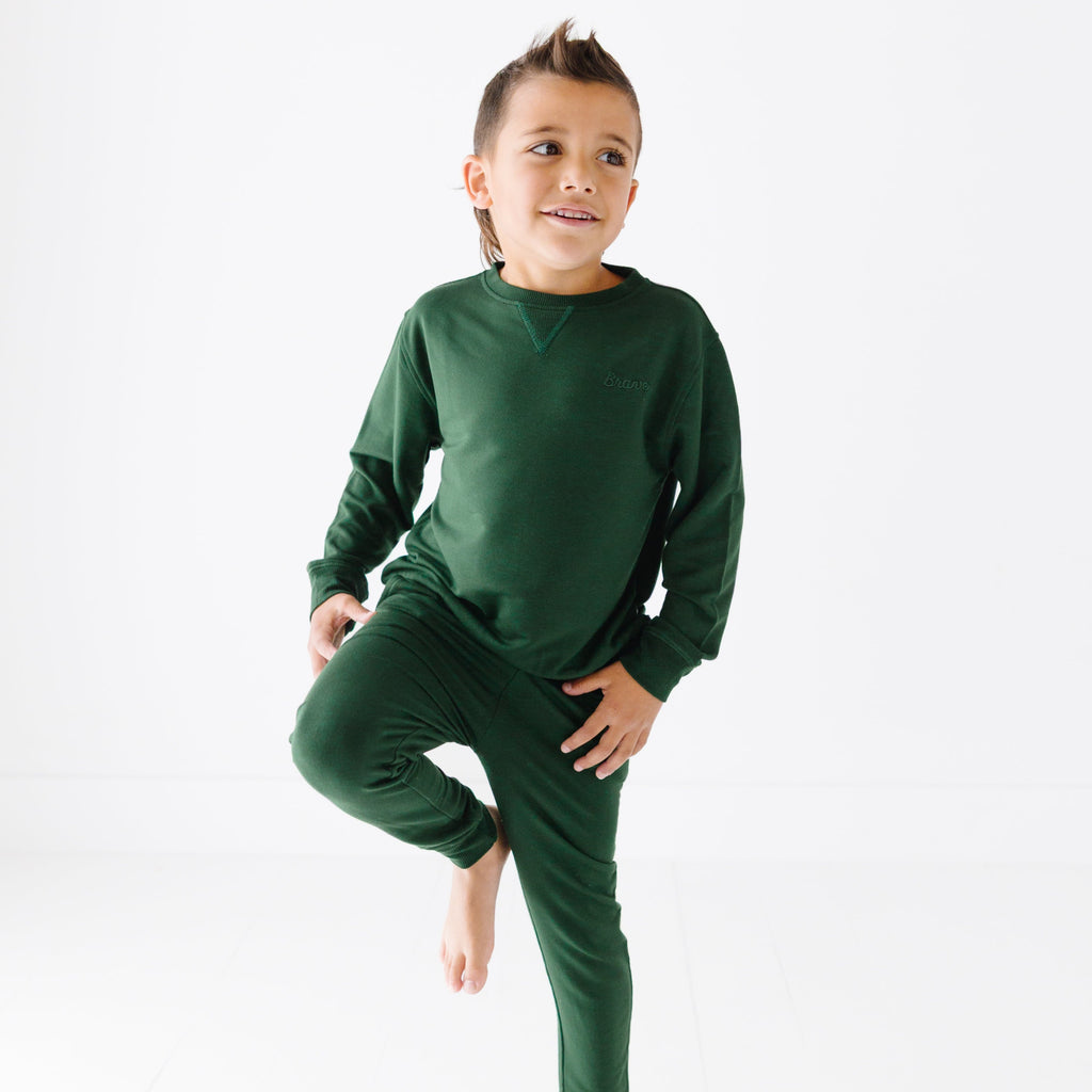 Forest Green Bamboo French Terry Joggers