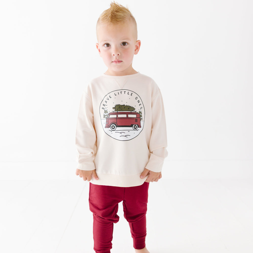 VW Bus Cream Bamboo French Terry Pullover & Jogger Set