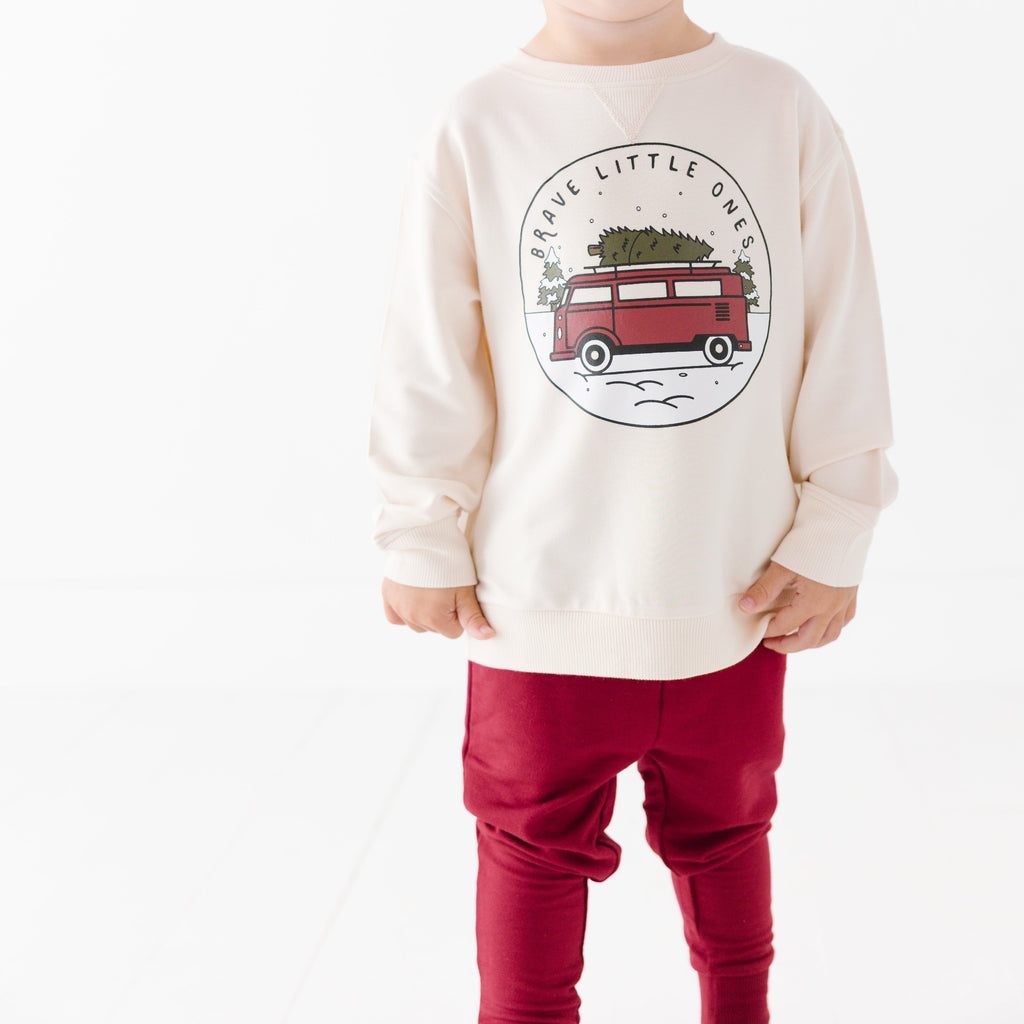 VW Bus Cream Bamboo French Terry Pullover & Jogger Set