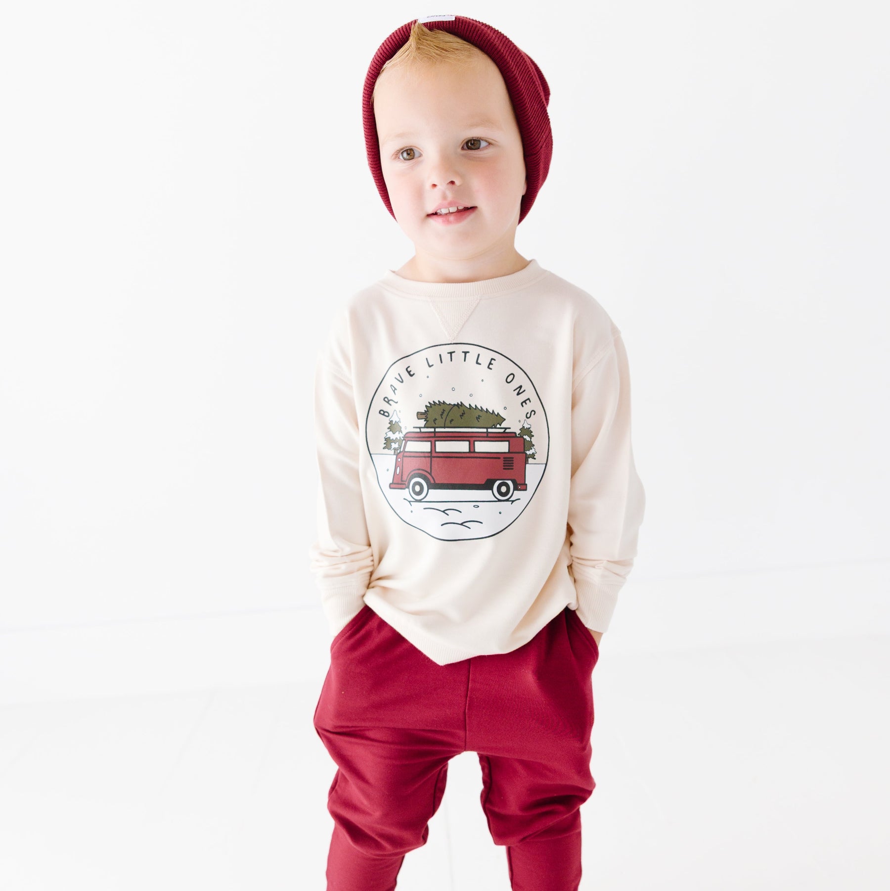 VW Bus Cream Bamboo French Terry Pullover & Jogger Set