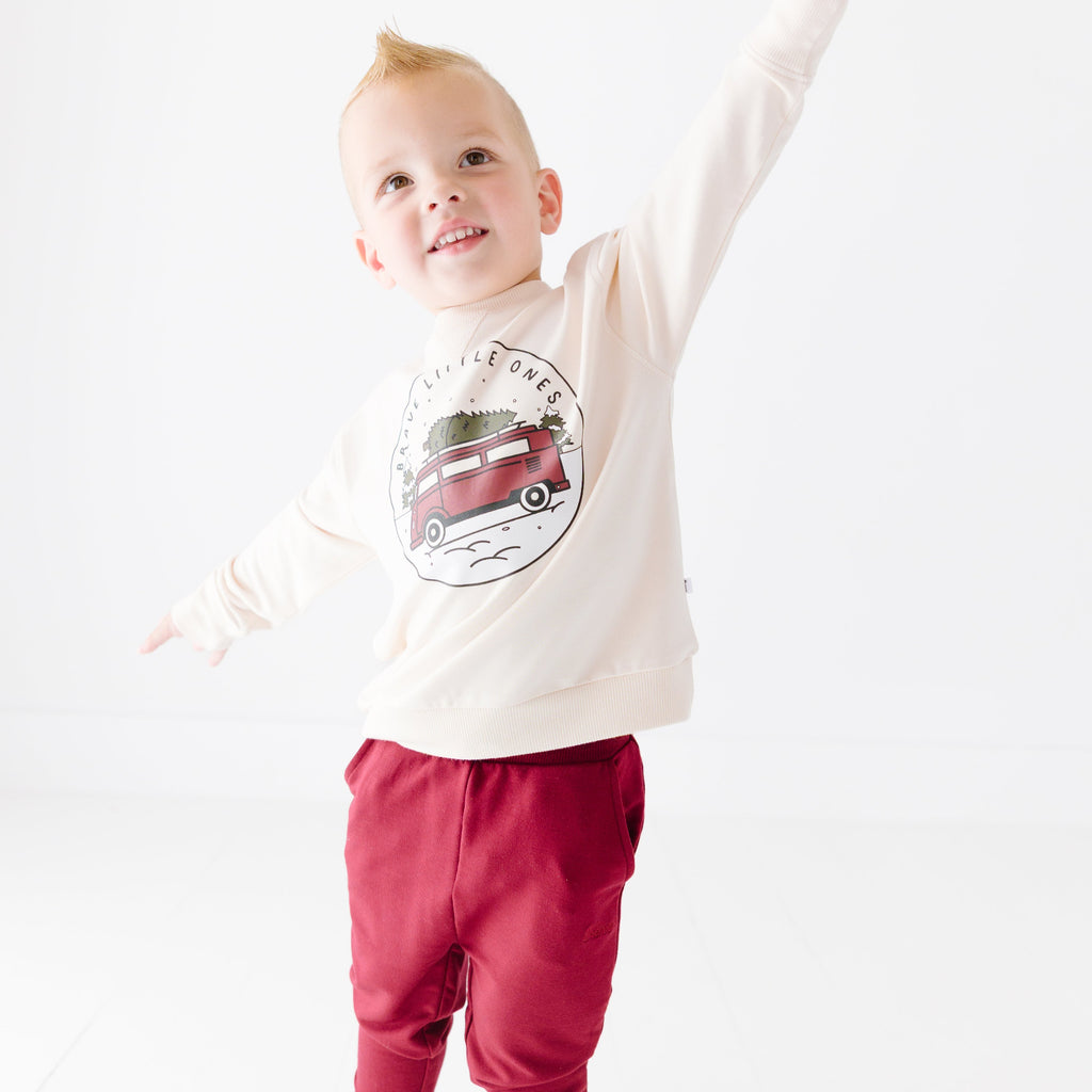 VW Bus Cream Bamboo French Terry Pullover & Jogger Set