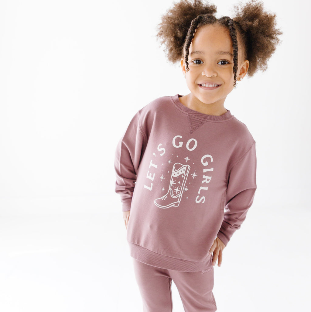 Let's Go Girls Plum Bamboo French Terry Pullover & Jogger Set