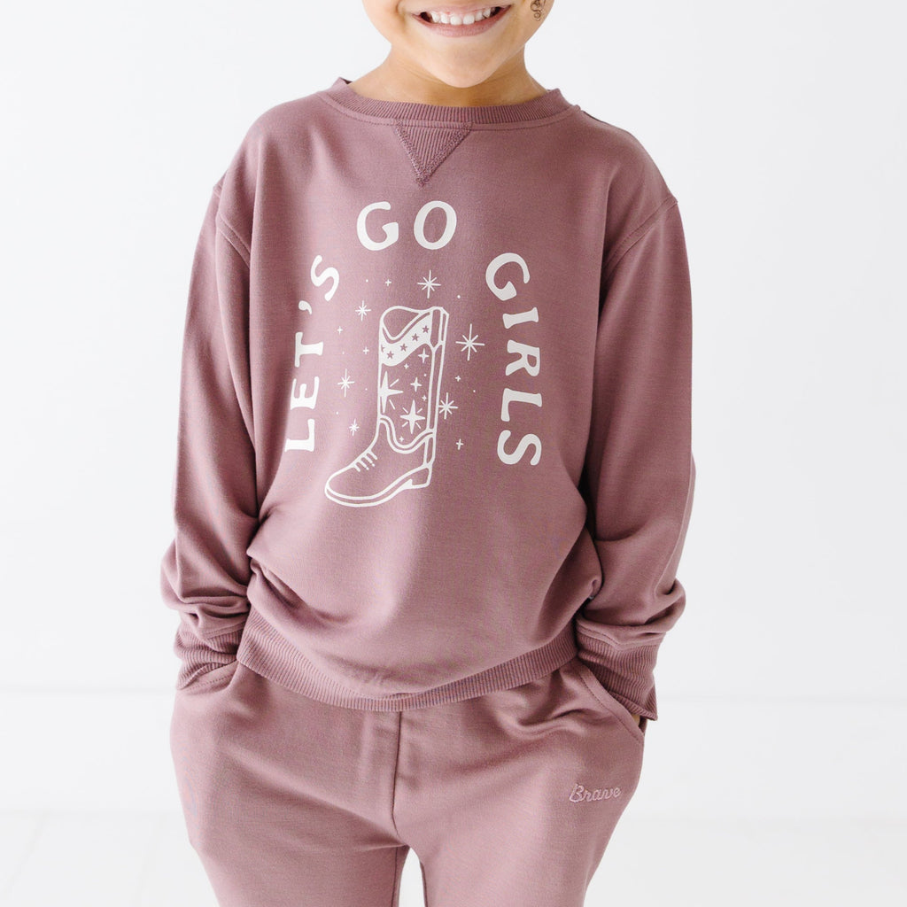 Let's Go Girls Plum Bamboo French Terry Pullover & Jogger Set