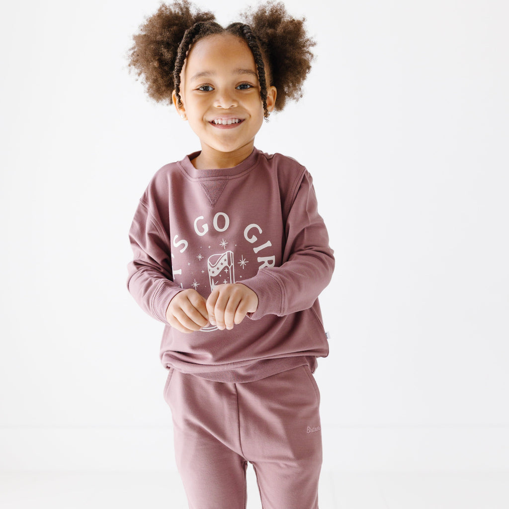 Let's Go Girls Plum Bamboo French Terry Pullover & Jogger Set