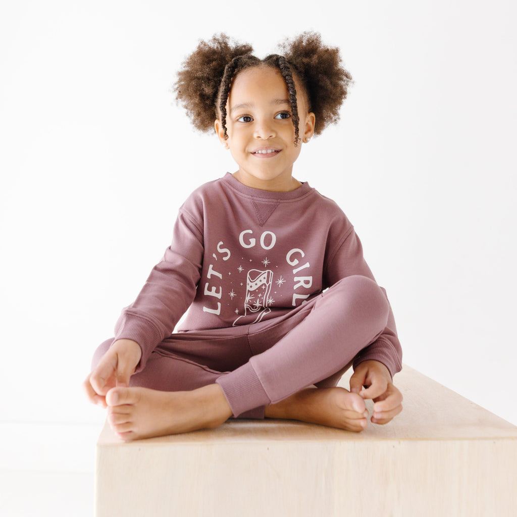 Let's Go Girls Plum Bamboo French Terry Pullover & Jogger Set