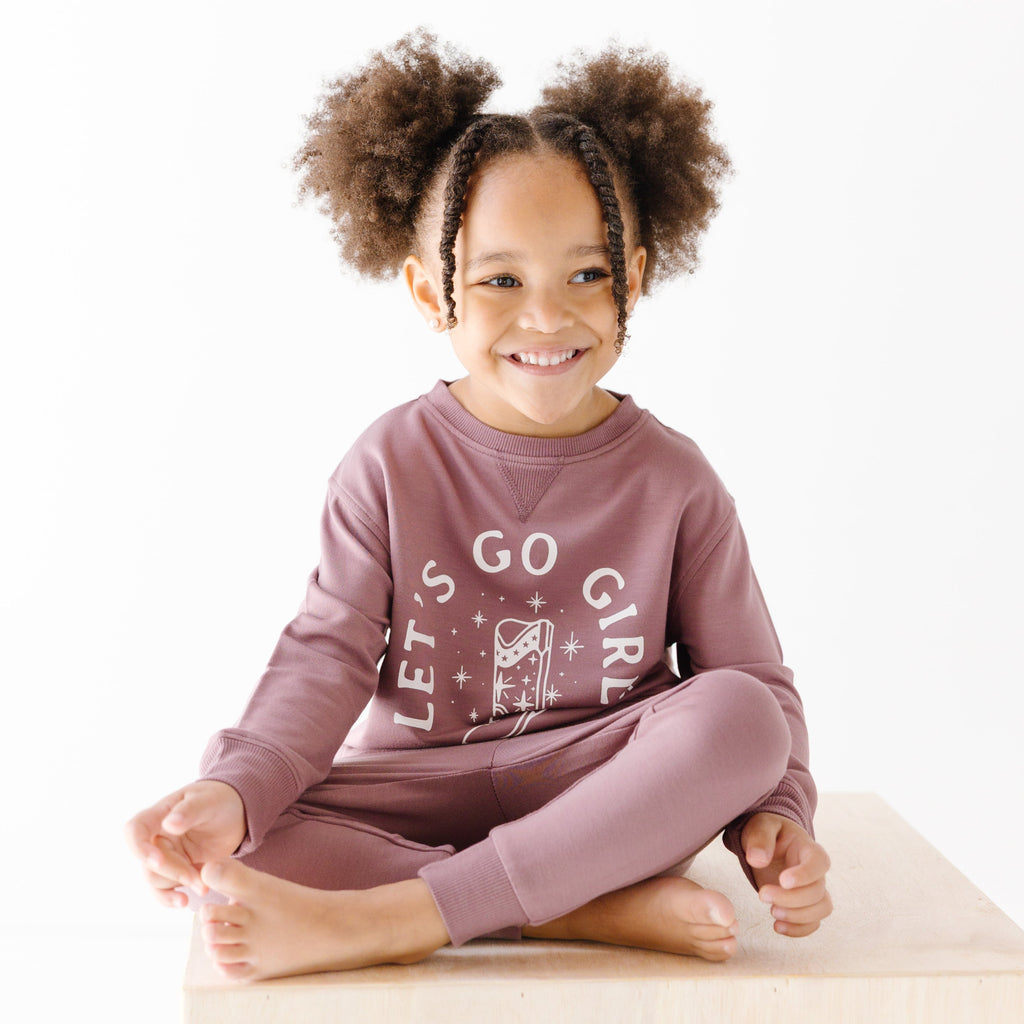 Let's Go Girls Plum Bamboo French Terry Pullover & Jogger Set