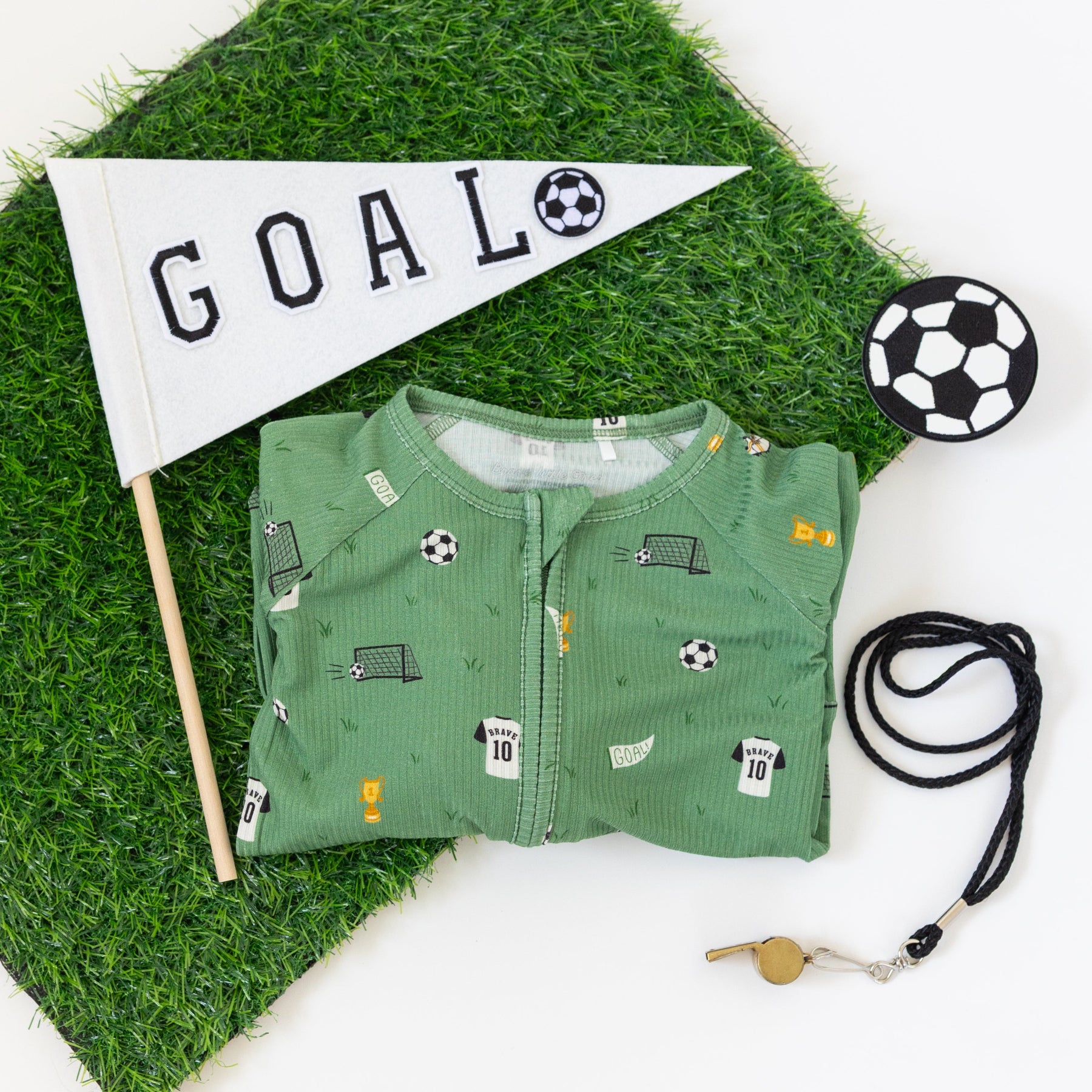Soccer Small Ribbed Zip Romper